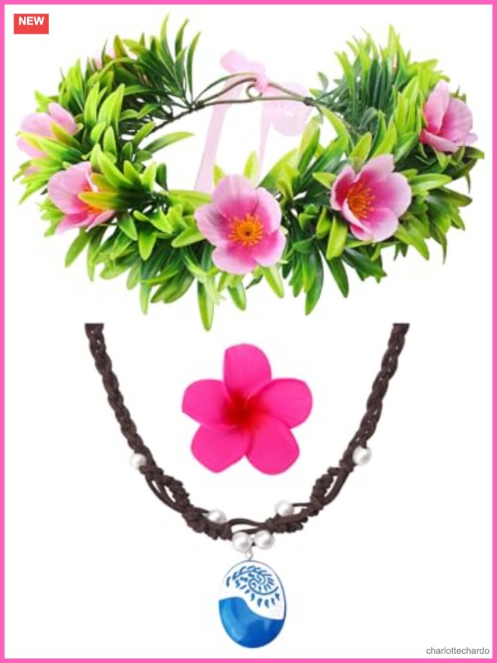 Princess Costume Accessories Set Flower Crown Necklace Halloween